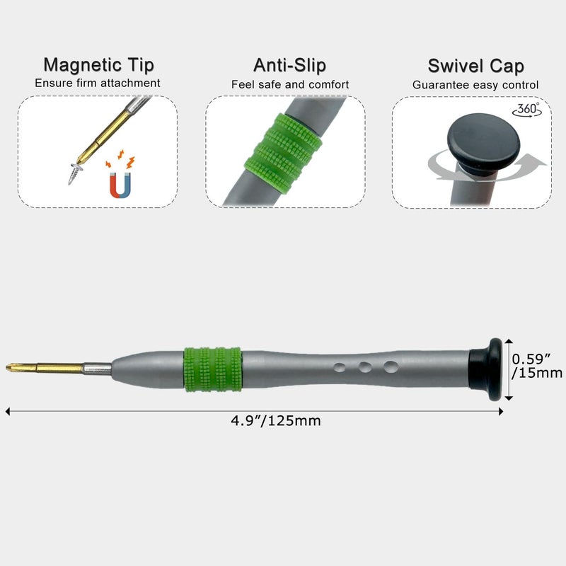 Kannony Wind Phillips Screwdriver PH 00 2.0mm for Nintendo Switch DSI XL/DSI LL/3DS XL/3DS LL, Small Phillips Screwdriver #00 for DJI Propeller Replacement, Magnetic Head, Rotary Cap - Image 3